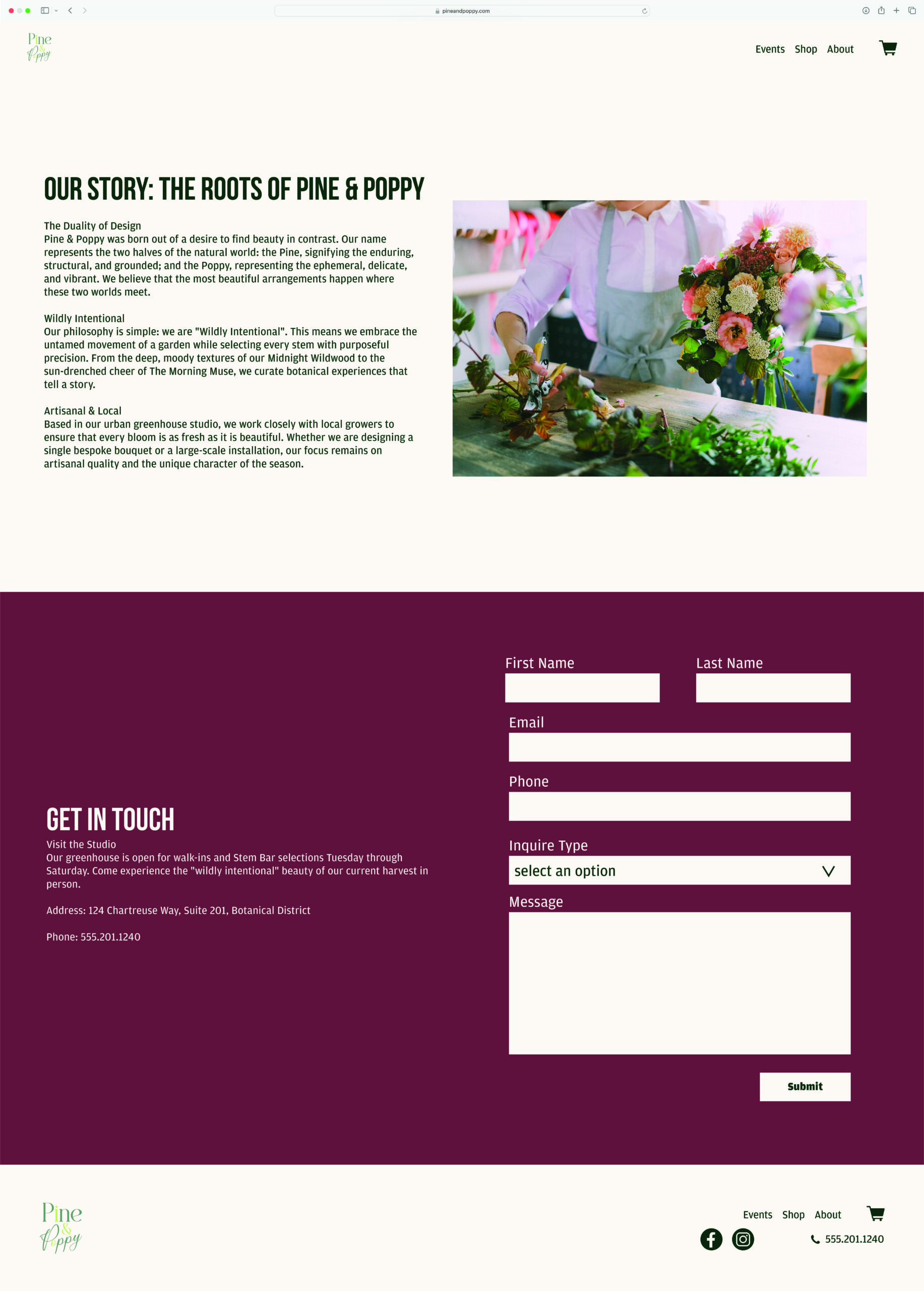 Pine and Poppy Website Mockup-04 About